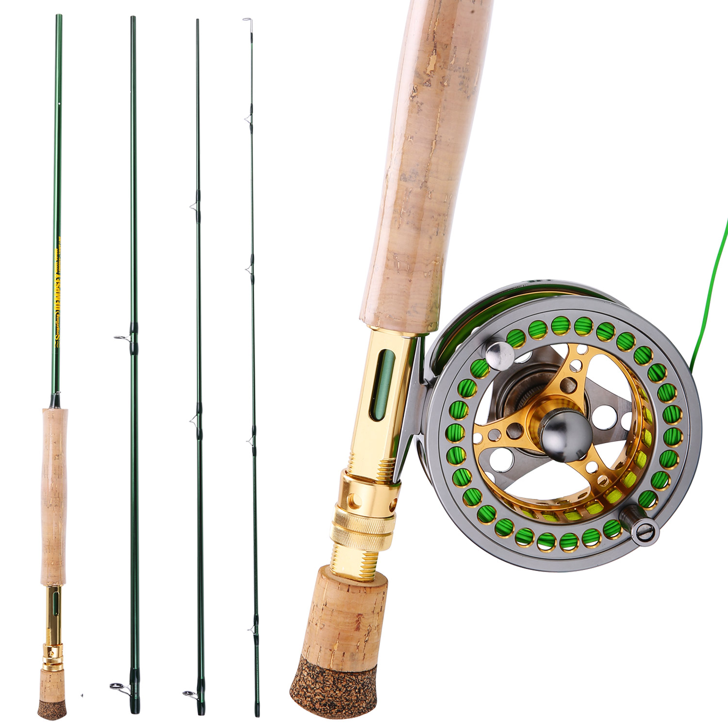 Caña Mosca 9ft Verde Mango Madera