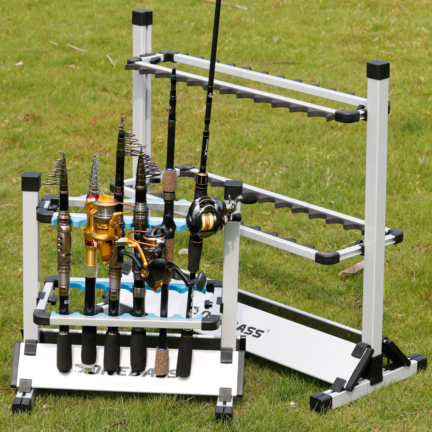 Exhibidor de Cañas 12 Posiciones Azul